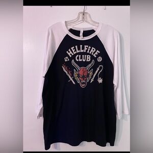 Hellfire Club Baseball T-Shirt Adult Stranger Things Netflix Bella Canvas Sz XL